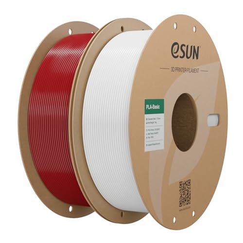 eSUN PLA Basic Filament 1.75mm, 1KG Spool (2.2 LBS) 3D Printer PLA Filament, Fits for Most FDM 3D Printers, Fire Engine Red+Cold White