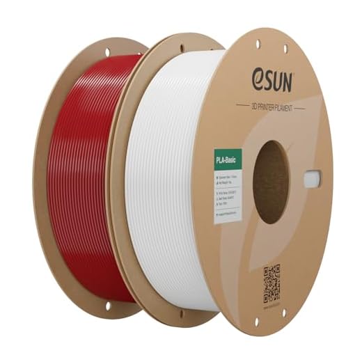 eSUN PLA Basic Filament 1.75mm, 1KG Spool (2.2 LBS) 3D Printer PLA Filament, Fits for Most FDM 3D Printers, Fire Engine Red+Cold White