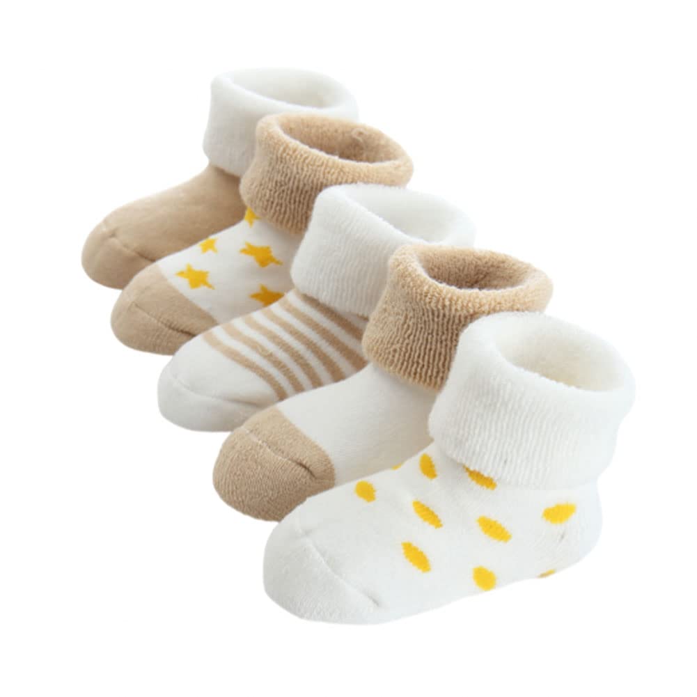 FedMois 5er Pack Baby Wintersocken dicke Thermosocken Baumwolle Gefüttert