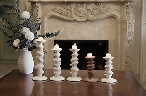 Arttangent Candleholders For Home Décor, Small Flicker-Shaped With Multicolors, Set Of 1 Pcs, Handcrafted, Gifts Packaging, Centerpiece For Christmas, Incense, Room, Interior Ornament (Milky White) #TOP1