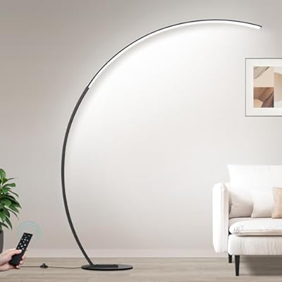 Dimmable LED Floor Lamp with 3 Color Temperatures, Ultra Bright 2000LM Arc Floor Lamps for Living Room, Modern Standing Tall Lamp with Remote Control Reading Floor Lamp for Bedroom Office Nursery