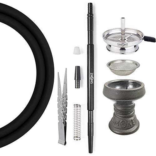 SMOKE 2U Premium Shisha Zubehör Komplett Set - Tragbare to Go Tasche - Kaminaufsatz Sieb Steinkopf Mundstück Schlauch…
