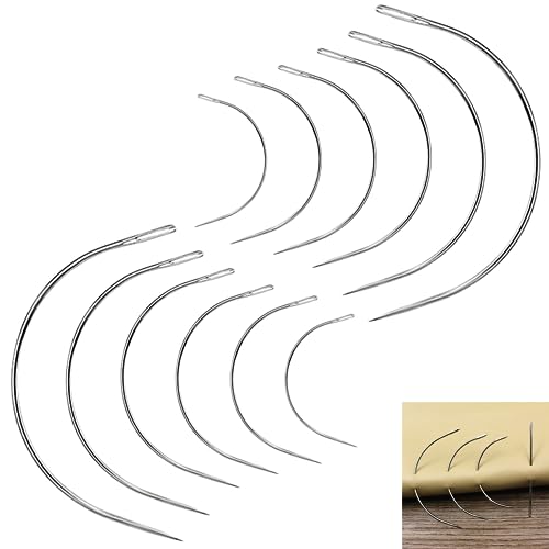 12 Piezas Agujas Curvas De Tapicería, Agujas De Costura Curvas, Agujas Para Cuero, Juego De Agujas De Coser A Mano, Agujas De Bordado Para Trabajos En Cuero, Herramientas De Costura