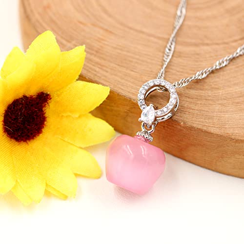 Uloveido Fashion Fruit Apple Shape Necklace for Women Platinum Plated 8 Colors CZ Crystal Apple-Shape Pendant Necklace for Lady Anniversary Birthday Jewelry Gift Y19533