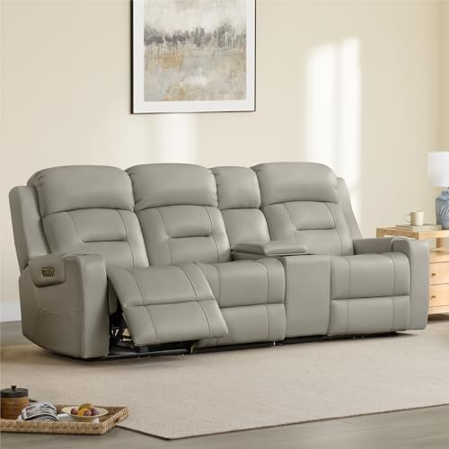 Amazon.com: Watson & Whitely Genuine Leather Power Recliner Sofa, Lay ...
