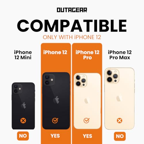 Image of Outagear iPhone Case, Matte Black, Mag-Safe Compatible with Strong Magnetic Force, Shockproof Camera Protection, PC TPU Hybrid (Matte Black, iPhone 12)