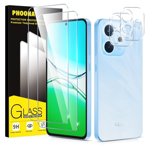 Phoona 2 Piezas Protector de Pantalla para OPPO A5 Pro 4G/5G, con 2 Piezas Protector de Lente de Cámara, Ultra HD Cristal Templado, Dureza 9H, Anti Arañazos, Sin Burbujas