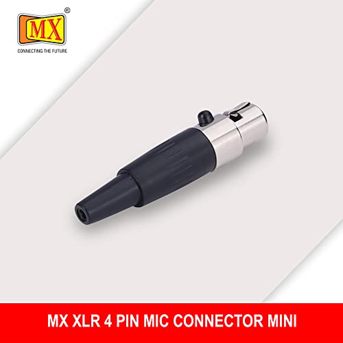 Image of MX 4 Pin XLR Microphone Connector pin Pure Copper Nickel Plated Pins1 for High Conductivity microphone (4 Pin Mic Female Mini XLR - Pack of 1, Female Connector)