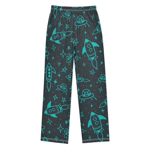 ZZXXB Space Rocket Boys Long Pants Soft Trousers Elastic Waist Kids Lounge Bottoms with Pockets S-XL - Main Image