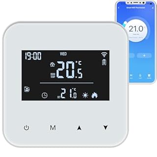Termostato Caldaia 2 Fili, Cronotermostato Wifi A Batteria Termostato Smart Digitale Regolatore Di Temperatura Di Programmazione Giornaliera Per Caldaia A Gas Batteria 3AAA, Montata A Parete