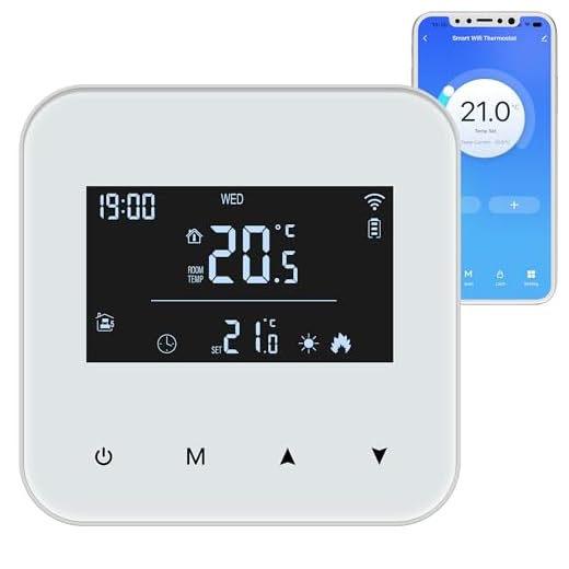 Termostato Wi-Fi con batería para calderas de Gas,Termostato Calefaccion 2 Hilos.Programable Diariamente Control Remoto a través de la aplicación Smart Life,Compatible con Control por Voz de Alexa