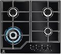 Electrolux Piano Cottura Gas EGM6343YAK Serie 600 Gas on Glass 60cm da Incasso, 4 Fuochi, Bruciatore Wok, Precisa Regolazione della Fiamma, Semplice da Pulire, Sicurezza Sicurgas, 590x520cm, Nero