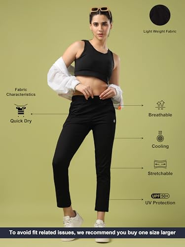 Image of TECHNOSPORT Women's Regular Fit Mid Rise Solid Track Pant with Antimicrobial, Stretchable for Gym, Workout & Sports and Regular Use