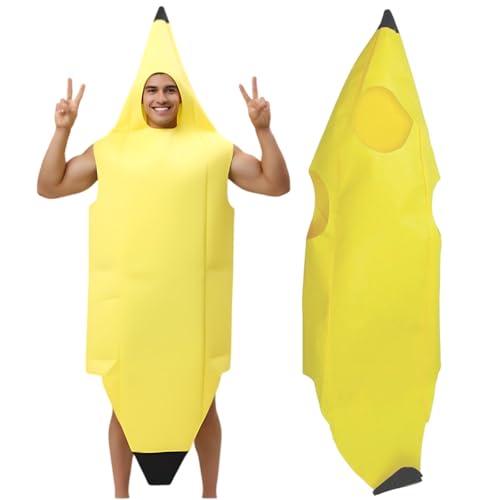 ZocRjvN 1 Bananen Kostüm 138x56 cm Lustige Kostüme für Erwachsene Perfekt für Halloween Karneval Mottopartys und Cosplay Veranstaltungen