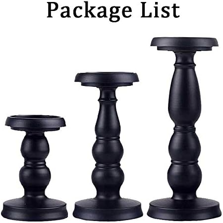 Sziqiqi 3 Pcs Metal Pillar Candle Holder for Table, Wedding Party Centerpieces Candlelight Decor, Retro Candle Stand Home Decorations for Living Room, S+M+L