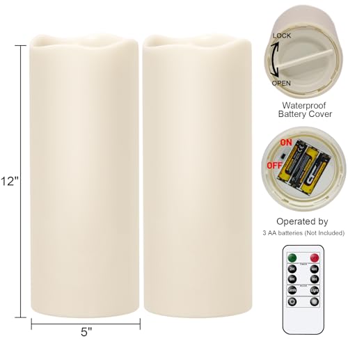 Image of Outdoor Large Waterproof Flameless Candles Battery Operated with Remote