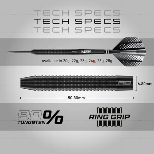 RED DRAGON Razor Edge Black Darts Set – 85% Tungsten Professional Steel Tip Darts | 20g, 22g, 23g, 24g, 26g, 28g | Pro Dart Set with Flights & Shafts - Image 3