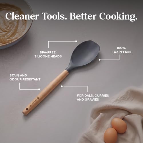 Image of CUMIN CO. Silicone Spoonula | Non Toxic Heat Resistant Spatula for Cooking and Baking | BPA Free, SGS Certified | Upto 230C | Cookware Friendly