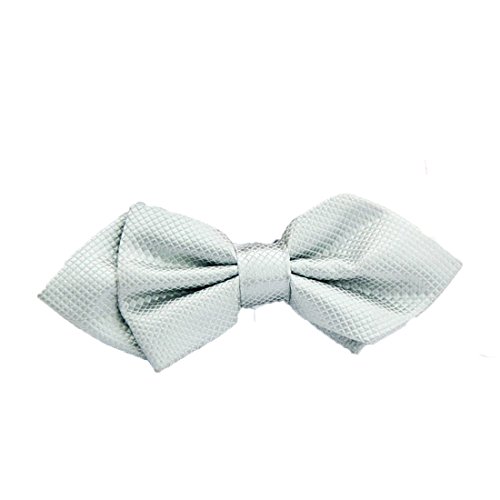 URSFUR Adjustable Boys Pre Tied Bowtie Solid Tuxedo Bow Tie Dress Up - light silver