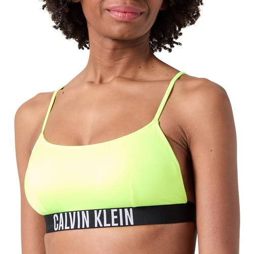 Calvin Klein Top de Bikini Tipo Bralette sin Aros para Mujer, Verde (Citrust Burst), S