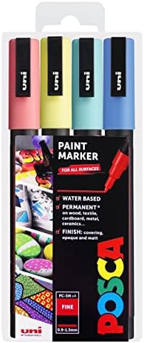 Posca Set 4 Marcatori A Tempera Base Acqua | Punta 1 Mm Per Dettagli Su Carta, Legno, Tessuti E Altro - Foto 5