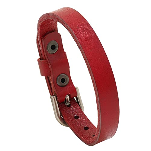 COMSY Robustes Punk-Lederarmband für Herren, verstellbares Armband, Vintage-Stil für Familie und Freunde, Freund, Ehemann,Rot