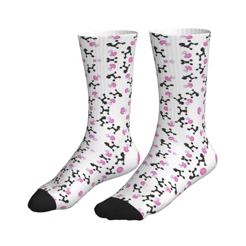 Girly Pink Perfume Bottle And Poodle Crew Socks Moisture Wicking Sport Socks Breathable Training Athletic Socks Unisex3