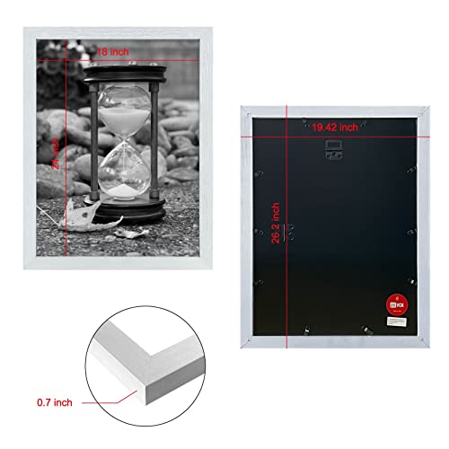 Image of VCK 18x24 Poster Frame Solid Wood White 3 Pack Picture Frames 18 x 24 Inches with Wall Mounting Hanging