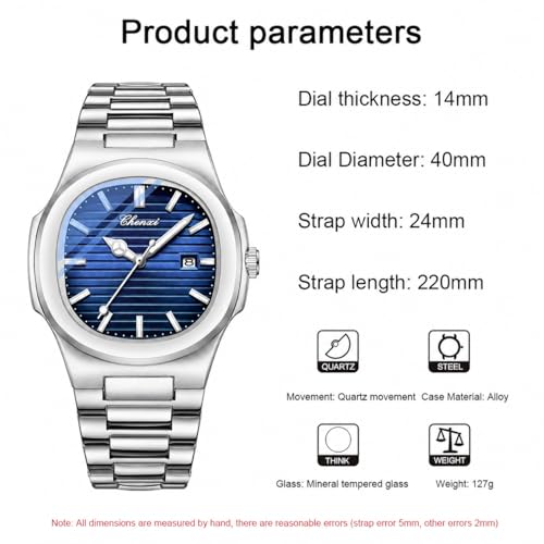 Image of Gosasa Fashion Men's Watches Date Business Watch Stainless Steel Luxury Style Luminous Quartz Waterproof Analog Display Male Wristwatch