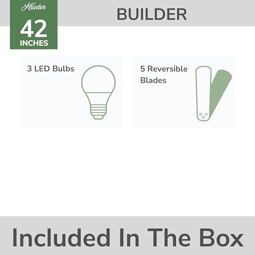 Image of Hunter Builder, Indoor, Ceiling Fan, with LED Lights, 42 inch, New Bronze