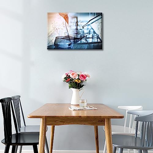 Image of TUMOVO Laboratory Wall Art 1 Panels Canvas Wall Art Scientist and Test Tubes Laboratory Concept Painting Wall Decor Living Room Modern Home Decor Framed Ready to Hang (12 inch Wx18 H)