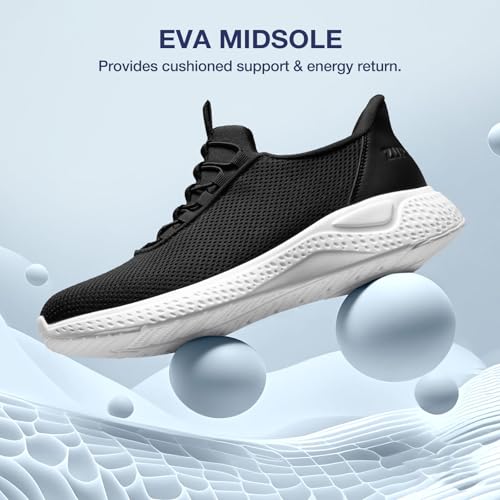 ZURIN Mens Slip On Walking Sneakers with Arch Support,Lightweight Breathable Non Slip Tennis Running Shoes for Athletic Workout Gym Work4