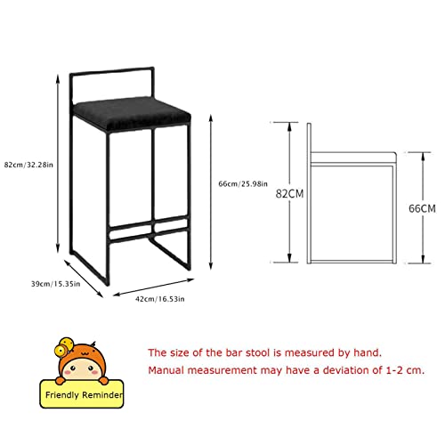 Tabourets de bar avec dossier confortable assise velours noir - 4