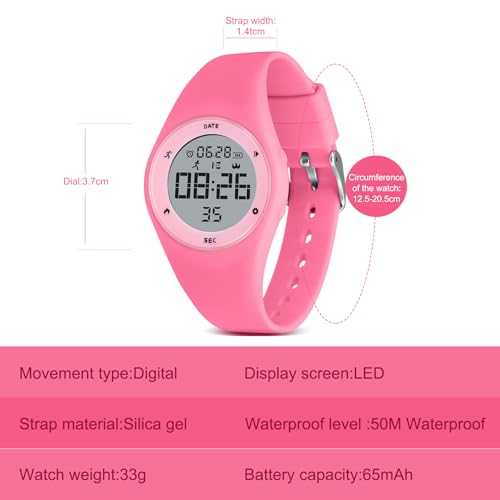 Image of Kids Watches for Girls Boys Digital Sport Watch with Step Counter Pedometer Vibration Alarm Clock, No App Waterproof Fitness Tracker Kids Watch Boys Girls Teens Students Ages 5-16