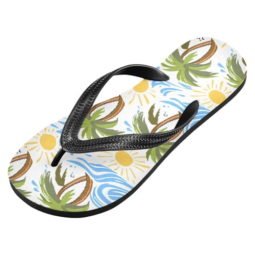Palm Sun Wave White Flip Flops for Beach Thong Sandals Anti-slip Lightweight Beach Shoes for House Indoor Outdoor2