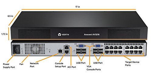 Vertiv Avocent Local Rack Access | 1U | Rack Mount | 16-Port KVM Console (LRA185KMM16D-001)