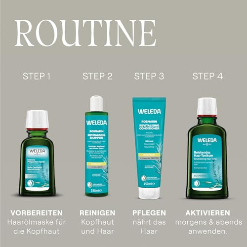 WELEDA Bio Rosmarin Revitalising Shampoo - Naturkosmetik Haarpflege Seife mit Hyaluronsäure & Rosmarinöl für mehr Volumen & eine gesunde Kopfhaut - Haarshampoo ohne Silikone & Sulfate (vegan, 250ml)