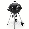 MFSTUDIO 18" Kettle Charcoal Grill, Porcelain-Enameled BBQ Charcoal Grill with Slide Out Ash Catcher for Barbeque, Outdoor Charcoal Cooking Grill, Black