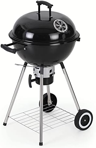 MFSTUDIO 18" Kettle Charcoal Grill, Porcelain-Enameled Lid and Bowl with Slide Out Ash Catcher for BBQ, Patio, Backyard, Picnic, Black