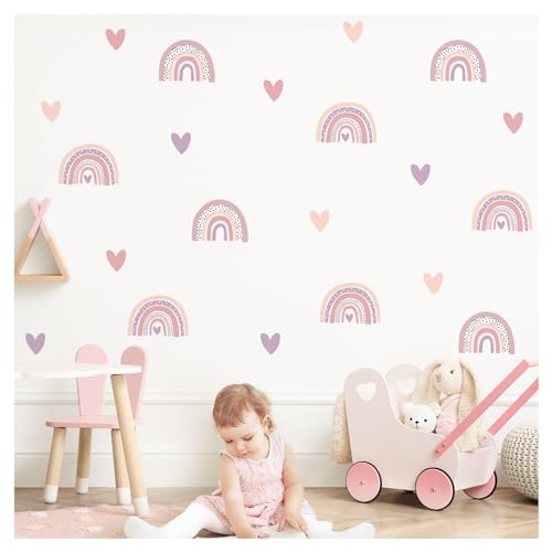 Little Deco Wandtattoo Regenbogen mit Herzen Set Wandsticker für...