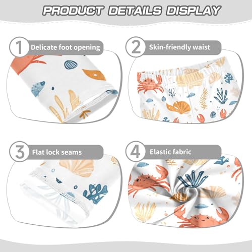 Cute Crab Shell Girls Leggings,Workout Leggings for Girls Toddler Athletic Legging Size for 3-10T3