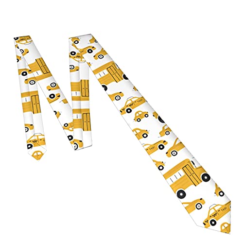 Mens Boys Novelty Fashion Neckties Slim Gentlemen Neck Tie Funny Wide Neckties For Business Party Boys Formal Business Wedding Suit-Cartoon Cute Yellow Cars Bus Pattern #TOP4