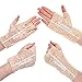 guduling 2 Pairs Lace Fingerless Gloves for Women,Short Lace Gloves Fingerless,Vintage Short Opera Glove for Wedding, Tea Party, Cosplay & Flapper Costume (4 Glove,Nude)