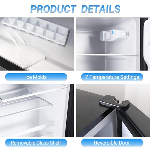 rosmena Mini Fridge, 4.0 Cu.Ft Apartment Size Refrigerator, Samll Refrigerator, dorm fridges with freezer for Apartment, Office, Kitchen, Dorm, Compact Refrigerator with 7 Temperature Modes - Thumbnail 6