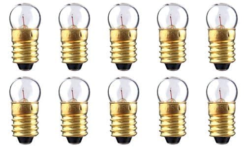 Pack of 10 E10 Miniature Screw Base Light Bulbs, 6.3V / 0.5A, 6 Volt Miniature Lamp-picture-29