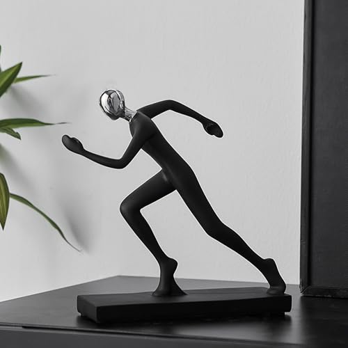 Estatua abstracta negra de atleta en resina moderna miniatura 4