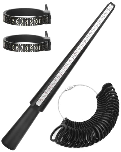 HUVZOR 4 piezas Juego medidores de anillos, vara para medir el tamaño de los dedos, instrumento para medir el tamaño los anillos, ring sizer, adecuado para básculas de la UE, EE. UU. y Reino Unido