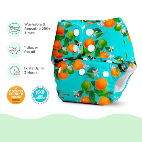 Image of SuperBottoms BASIC Cloth Diaper with UltraThin Dry Pad & 5 Disposable Easy Clean Top Sheets | Reusable & Washable | Adjustable Fit for Babies 3m-3y