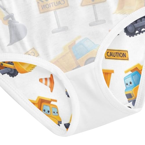 Toddler Briefs, Cute Construction Vehicles Cotton Girls Underwear, 2T–8 Years4