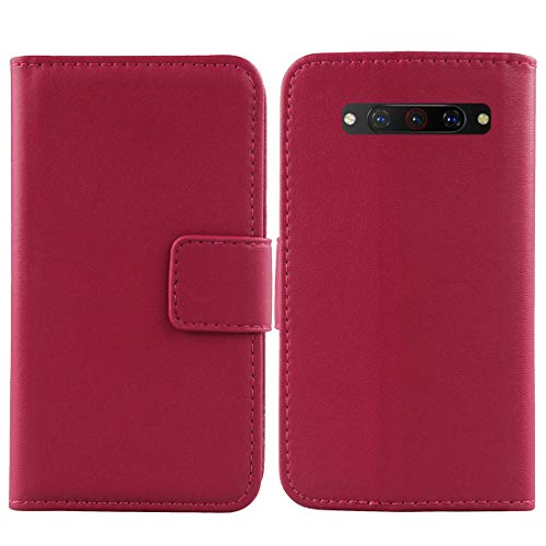 Lankashi Genuino Cuero Funda Carcasa Protección De Piel para ZTE Nubia Z20 6.42' Flip Folio Billetera Cover Book Wallet Premium Leather Case (Rosa)